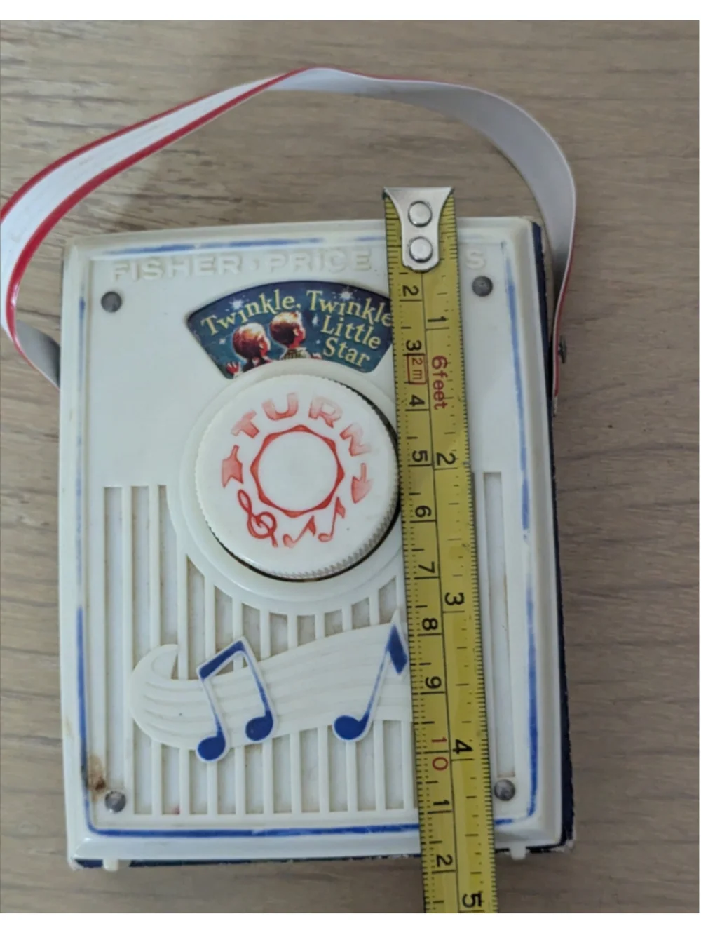 Vintage Fisher-Price Music Box Pocket Radio Toy White Blue Works